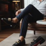 Carlo Black Designer Cuban Heel  Loafer With Golden Buckle