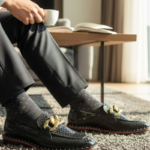 Carlo Black Designer Cuban Heel  Loafer With Golden Buckle