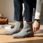 Regal Grey Cuban Heel Leather Chelsea Boot