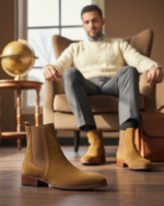 Regal Camel Suede Cuban Heel Chelsea Boot - Image 6