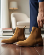 Regal Camel Suede Cuban Heel Chelsea Boot - Image 4