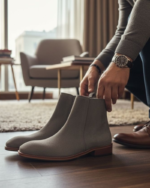 Regal Grey Cuban Heel Leather Chelsea Boot - Image 8