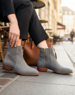Regal Grey Cuban Heel Leather Chelsea Boot - Image 6