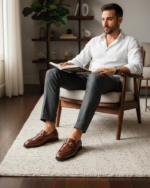 Varico Brown Italian Buckle Loafer - Image 4