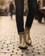 Marco Golden Cuban Heel Designer Chelsea Boot With Silver Stud - Image 4