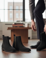 Regal Black Suede Cuban Heel Chelsea Boot - Image 3