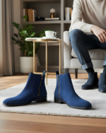 Regal Blue Cuban Heel Suede Chelsea Boot - Image 3