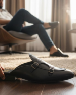 Mario Plane Black and Crocko Pattern Designer Mules