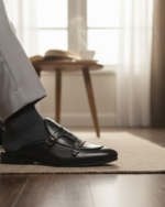 Mario Plane Black and Crocko Pattern Designer Mules - Image 3