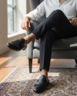 Mario Plane Black and Crocko Pattern Designer Mules - Image 4