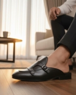 Mario Plane Black and Crocko Pattern Designer Mules - Image 2