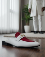 Zolevo Red and White Designer Mules - Image 3