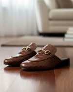 Maritiano Brown Crocko Pattern Mules