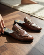 Maritiano Brown Crocko Pattern Mules - Image 2