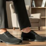 Black Nubuk Leather Designer Wholecut Shoes