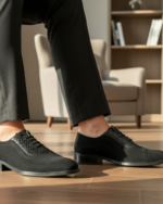 Black Nubuk Leather Designer Wholecut Shoes