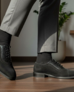 Black Nubuk Leather Designer Wholecut Shoes - Image 3