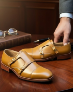 Tan Colour Double Monk Formal Shoes - Image 3