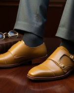 Tan Colour Double Monk Formal Shoes - Image 4