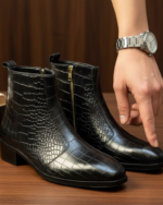 Black Crocko Pattern Chelsea boot - Image 4