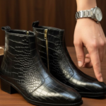 Black Crocko Pattern Chelsea boot