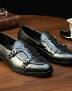Movado Black Designer Double Monk Loafer