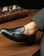 Movado Black Designer Double Monk Loafer - Image 3