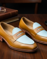 Belgium Brown and White Classic Loafer - Image 4
