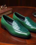 Attire Green Designer Crocko Pattern Loafer