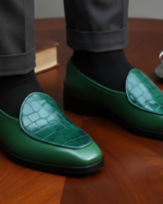 Attire Green Designer Crocko Pattern Loafer - Image 2
