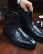 Commondo Black Snake Pattern Cuban with Belt Chelsea Boot - Image 4