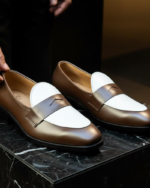 Belgium Brown and White Classic Loafer - Image 3