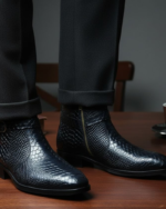 Commondo Black Snake Pattern Cuban with Belt Chelsea Boot - Image 2