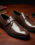 Merchant  Brown Single Monk Formal Shoes - Image 5