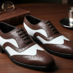 Asper Designer White and Brown Brogue Shoes