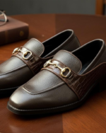 Brown Italian Collar Buckle Loafer