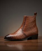 Tan Crocko Pattern Chelsea Boot - Image 2