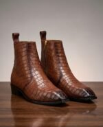 Tan Crocko Pattern Chelsea Boot