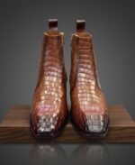 Tan Crocko Pattern Chelsea Boot - Image 3