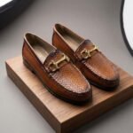 Tan Crocko Pattern Moccasin Loafer