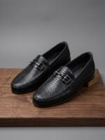 Black Crocko Pattern Moccasin Loafer