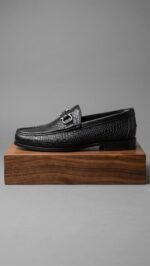 Black Crocko Pattern Moccasin Loafer - Image 3